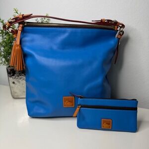 Dooney & Bourke Hobo Bag & Wallet Women Blue Leather Tassel Preppy Large Handbag